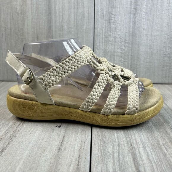 Alegria Jen620 Beige Braided Leather Sandal Strap Hook and Loop Women Size 10 40 - Picture 1 of 9
